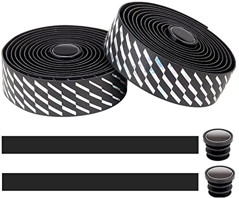 ihreesy 2 Stück Fahrrad Lenkerbänder, EVA-Schaumstoff Rennrad Griff Wraps Rutschfeste Fahrrad Lenker Band Bequeme Lenkerbänder Wraps mit Lenkerstopfen,Silber