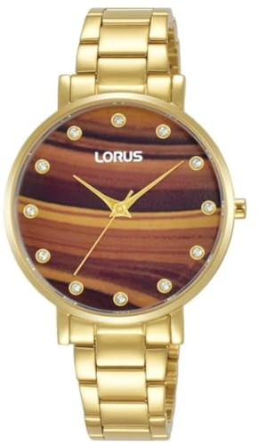 Lorus Damen-Uhr Quarz Edelstahl mit Metallband,Gold
