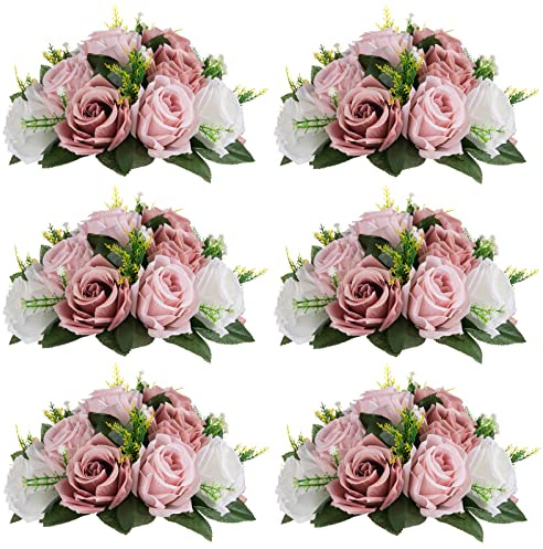 Sziqiqi Rosa Seidenblumen-Kugel für Hochzeiten, Tafelaufsatz, künstliche Rosen, künstliche Blumenarrangements, Mittelstück, küssender Blumenstrauß für Party, Flores, künstliche Dekoration