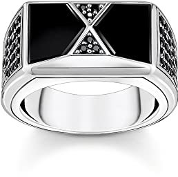 THOMAS SABO Unisex Ring Pyramidenform schwarz 925 Sterlingsilber, Geschwärzt TR2430-508-11
