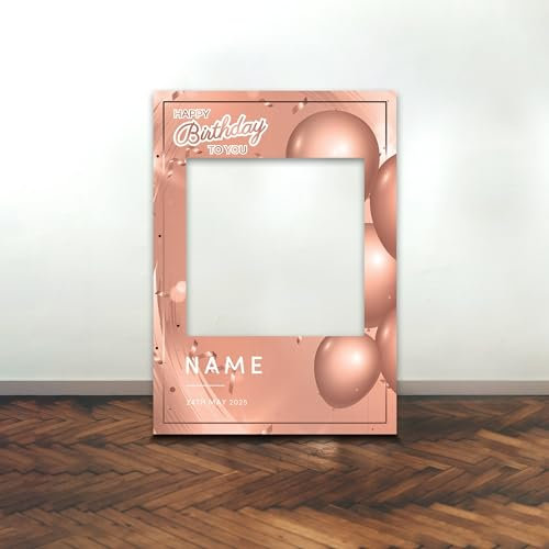 BIRTHDAY SELFIE FRAME Personalised Gold Silver Rose Gold Balloon Name Age Selfie Frame Props Party Happy Birthday Decoration Party Supplies