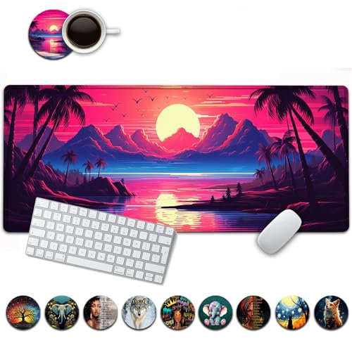 Large Mouse Pad, 31.5 x 11.8in Extended Gaming Mouse Pad with Stitched Edges, XXL Mousepad Protector Non Slip Rubber Base for Office and Home Writing Mat, Outrunning The Future Pattern Desk Mat