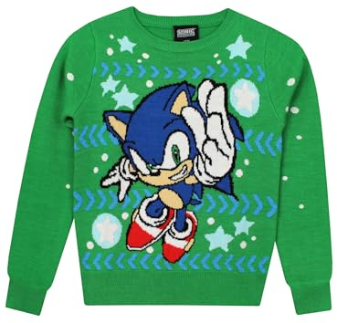 Sonic The Hedgehog Pull De Noël | Pull De Noel Garcon | Pull Noël Gaming | Vert 13-14 Ans