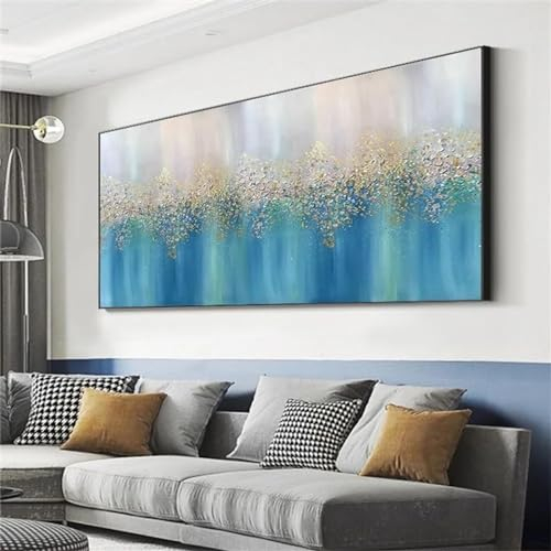 ZHMANLUCK Großer gerahmter Leinwanddruck, moderne Wandkunst, Dekor-Ölgemälde auf Leinwand, dekoratives Wohnzimmer-Wandbild, 100 x 200 cm (39 x 78 Zoll) mit schwarzem Rahmen