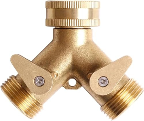 Raccord en Y pour tuyau d'arrosage - 2 voies - 3/4 - Pour machine à laver - Avec vannes marche/arrêt individuelles - Adaptateur de robinet pour jardin