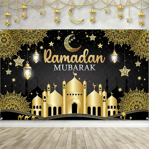 Ramadan Dekoration, Ramadan Mubarak Hintergrund Banner, XXL Ramadan Kareem Banner für Muslim islamische Party Ramadan Deko(180 * 110cm)