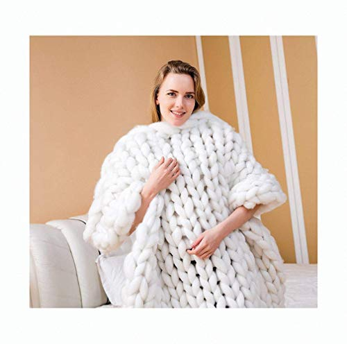 Generisch Super große Grobstrickdecke, Grobstrickdecke, Merino-Wolldecke, warme handgemachte Wolle, Haustierbett, Stuhl, Sofa, Yoga-Matte, Teppich