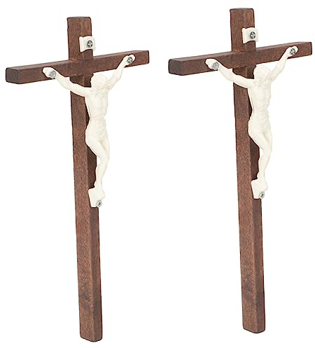 LIFKOME 2st Kreuzverzierung Wandkreuz Kreuz Aus Olivenholz Kruzifix Holzkreuz Kreuz Zum Aufhängen An Der Wand Holzkreuz Zum Aufhängen Kunsthandwerk Hölzern An Der Wand Montiert