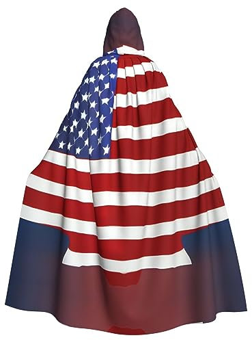 MDATT Herren-Kapuzenumhang, Halloween-Kostüm, Erwachsenen-Umhang, Outfit, Karneval, Cosplay, amerikanische Flagge, Baseball