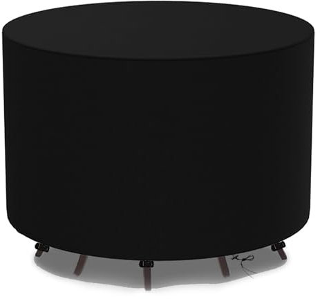 Coperture per Mobili da Giardino Rotondo Copertura Tavolo Sedie Esterno Telo Copri Tavoli da Terrazza Rotondo 600D Impermeabile Anti-UV Antivento Copertura da Tavolo da Giardino Rotondo 170x60cm
