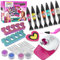 STAY GENT Maletin Kinder-Make-up mit Nageltrockner, 18-teiliges Nagellack-Set für Mädchen, waschbar, Make-up-Set für Mädchen, Geschenk-Set für Mädchen von 3 5 6 7 8 9 10 11 12 Jahren