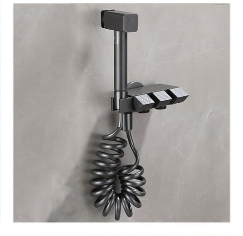 WRJAHCG Bidet Handbrause Für Toilette,Messing WC-Bidet Handbrause Set Mit Douche Und Halter,Personal Hygiene Bidet Sprayer Set,Grau