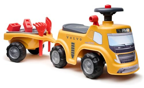 FALK - Rutschauto Baustelle Volvo – mit Anhängerzubehör – ab 12 Monaten – Sitz zum Öffnen 711C