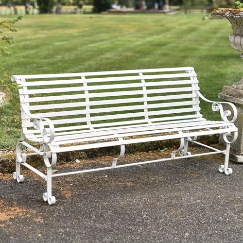 Black Country Metal Works 'Gratham' Cream Three Seater Iron Park Bench