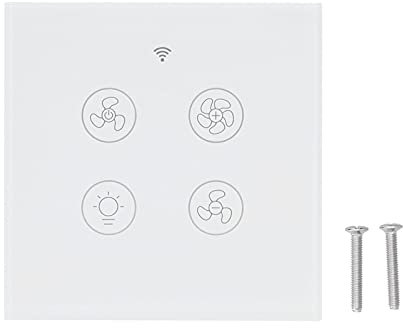 Bognajin Interruptor De Luz De Ventilador Inteligente WiFi con Control Remoto RF Y Control De Voz 100-250 V Blanco