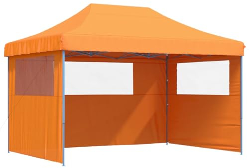 vidaXL Partyzelt, Gartenzelt Faltbar Pop-Up, Faltpavillon mit 3 Seitenteilen, Pavillon für Hochzeit Festival Party, Faltzelt Gartenpavillon, Orange
