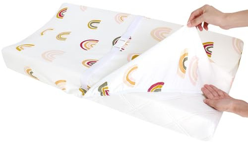 Wickelauflagenbezug, vorgefaltet mit Klettverschluss, Regenbogen, hypoallergen und maschinenwaschbar
