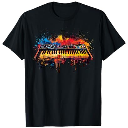 Synthesizer-Instrument auf bunt lackiertem Synthesizer T-Shirt
