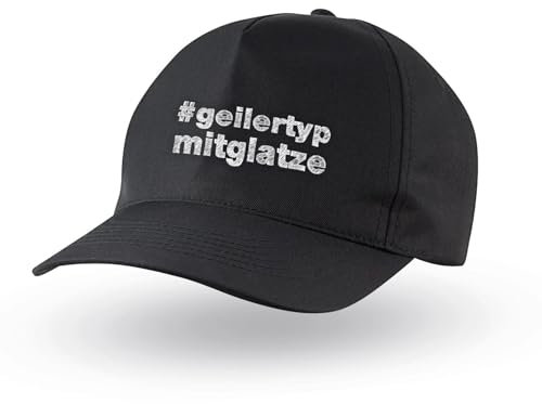 Tassenbrennerei Kappe mit Spruch: Geiler Typ mit Glatze - Lustige Kopfbedeckung für den Mann mit Stil - Cap als Geschenk für Männer mit Glatze - Hochwertige Mütze