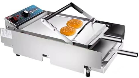 oiakus Forno Elettrico per Hamburger con Macchina per Hamburger Lunga, Griglia Elettrica Commerciale in Acciaio Inossidabile con Manopola di Temporizzazione, Riscaldamento a Temperatura Costante