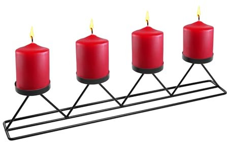Advents Kerzenhalter aus Metall in schwarz - 60 cm - Kerzenständer für 4 Stumpenkerzen - Weihnachten Tischdeko Adventskranz Adventsleuchter