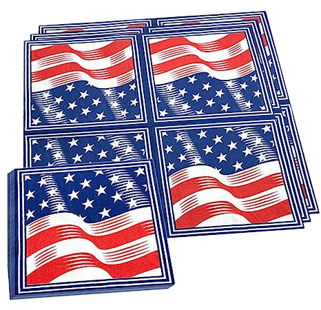 KOMBIUDA 40er Packung Einwegservietten Mit Amerikanischer Flagge Bedruckte Papier Servietten Für Partys Und Festivals