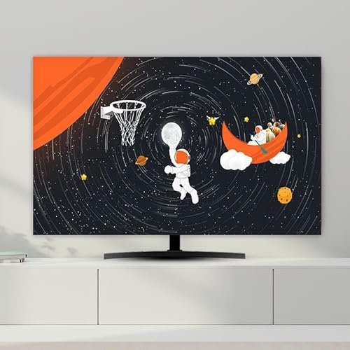 Hixingo Cubierta Antipolvo para TV Universal Funda para Televisor Elástico Protector para Smart TV, Astronauta Cubierta de Televisión Pantalla de Funda para 32-80 (32(80x50cm),Baloncesto)