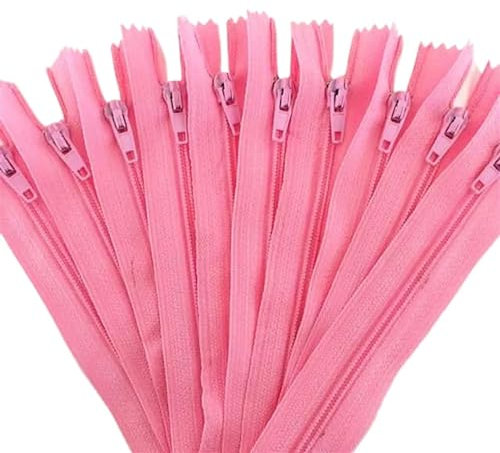 NJIEzhao Artigiano di fogna su Misura con Cerniera in Nylon da 10 Pezzi Cerniera Lampo(Pink,55cm)