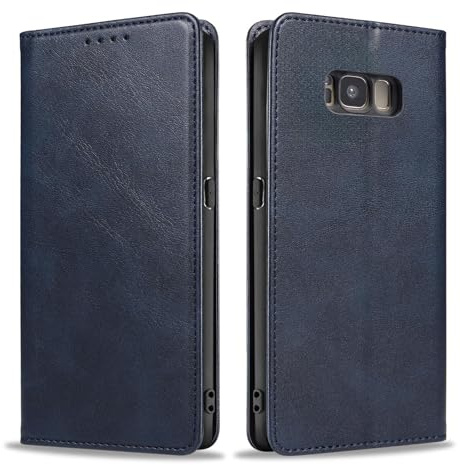 LBH Handyhülle Smartphone-Hülle für Samsung Galaxy S8 Klapphülle Magnetverschluss Kartenfächer Geldfach Standfunktion Case Etui Rundumschutz Schutzhülle Blau