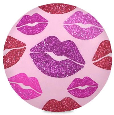 Sets de table ronds en plastique rose à paillettes réversibles matelassés lavables imperméables pour table de salle à manger 6 pour assiette