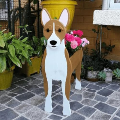 HBBursts Pflanzgefäße mit Tiermotiv und Hunden – Blumentopf in Hundeform, for Garten, Tischplatten, Terrassen, Innen- und Außendekoration, schöne Souvenirs for Hundeliebhaber(Basenji (Dog),13x9in)