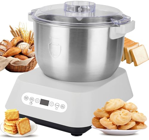 Edelstahl Teigmehl Mixer,7L Teigknetmaschine mit Fermentierungsfunktion | Vollautomatische Teigknetmaschine,Thermostatische Gärung,Intelligenter Timer,zum Backen zu Hause,Mit auswechselbarer Klinge