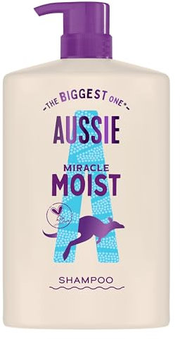 Aussie Miracle Moist Shampoo 1000ml, Feuchtigkeitsspendende Formel zum Wiederbeleben und Wiederherstellen von Brüchigem, Trockenem Haar, mit Australischem Macadamianussöl, Tierversuchsfrei