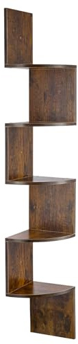 JF HOME BLISS Corner Shelf 5 Tiers Floating Shelves Wall Mount Corner Shelves Wall Organizer for Bedrooms Kitchen Offices and Living Rooms (Retro)