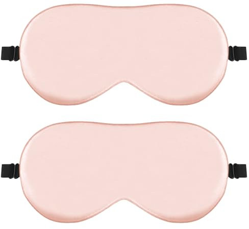 Quelcc Lot de 2 Masque de Nuit, Rose Masque de Sommeil, Cache Yeux pour Dormir, Masque Yeux Doux et Confortable Respirant pour Dormir Voyage Yoga