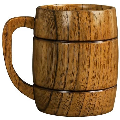 Viking Beer Mug, Wooden Cup With Handle For Men, Large 24 Oz Capacity, Rustic Vintage Style, Perfect For Beer And Other Beverages