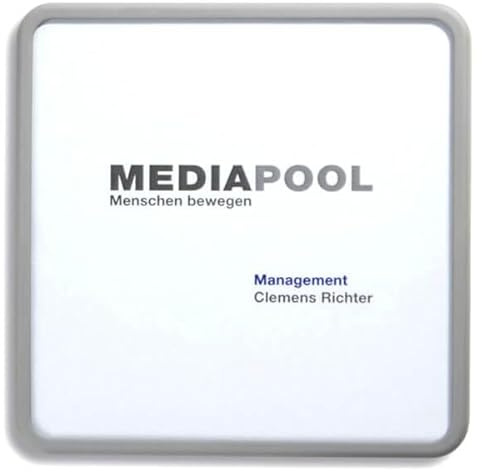 Büro Türschild 15,5 x 15,5cm – abgerundeter ABS-Rahmen – entspiegelte Abdeckung – Innenbereich – Einlage wechselbar – inkl. Montageset