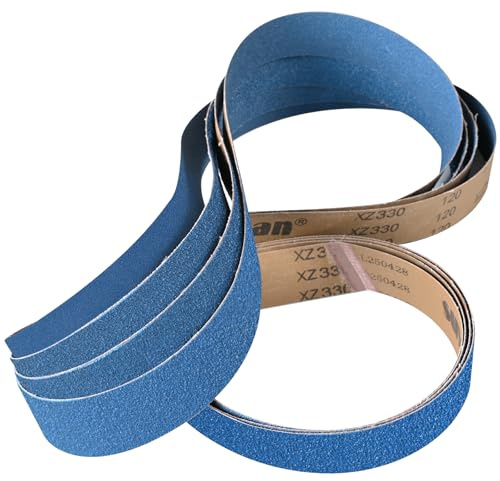 UMXIUO Bande Abrasive 50 x 2000 mm, 4 Pièces Grain 40/60/80/120 | Corindon Zirconium Bande Abrasive pour Ponceuse à Bande pour Métal Bois, Haute Performance
