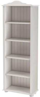 Mette Bücherregal Hoch, Kiefer Weiß, 77 x 31 x 181 cm, im Landhausstil