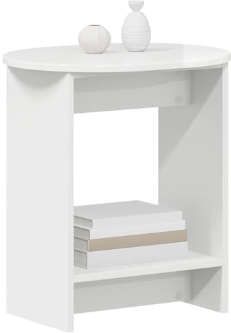 vidaXL Beistelltisch Hochglanz Weiß 50 x 39,5 x 55 cm Holzwerkstoff, Moderner rechteckiger Beistelltisch, robuster, feuchtigkeitsbeständiger Indoor-Möbel, kompakte Aufbewahrung, Schlichtes Design