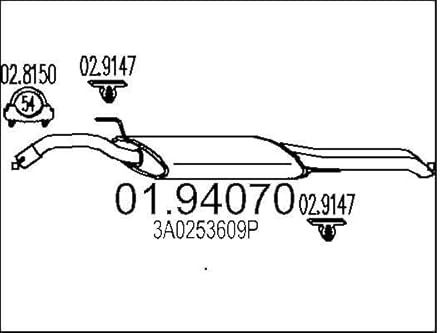 MTS 01.94070 Endschalldämpfer Kompatibel mit VW PASSAT Variant 3A5, 35I