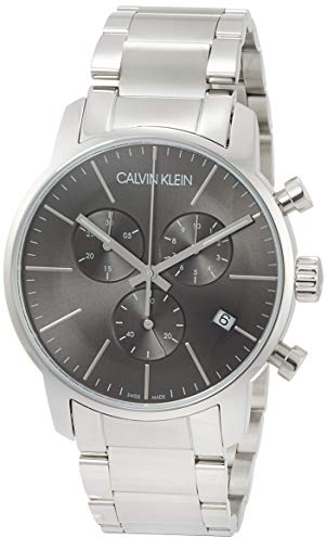 Calvin Klein Herren-Armbanduhr Chronograph Quarz Edelstahl, silber/schwarz K2G27143