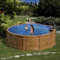 Gre KITPR458WO Mauritius - Piscine Hors-Sol en Acier, Piscine Ronde avec Structure en Acier Imitation Bois. Piscines Hors-Sol pour Jardin, Ø460 x 132 cm