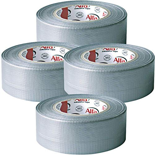 Alfa 4x Gewebeband 38mm x 50m Profi-Qualität gewebeverstärktes Duct Tape Panzertape zum Reparieren, Befestigen, Bündeln, Verstärken, Abdichten - Grau