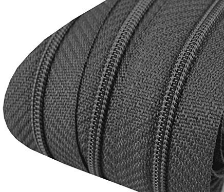 Schnoschi 2 m endlos Reißverschluss Mittelgrau 3mm Laufschiene + 5 Zipper