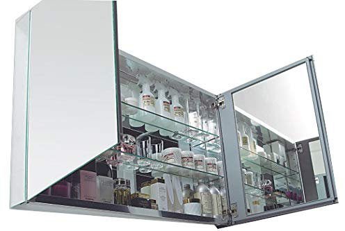 BERNSTEIN - Armoire de toilette à glace miroir salle de bain suspendu 100x66x12cm 2 portes miroirs intérieurs/extérieurs