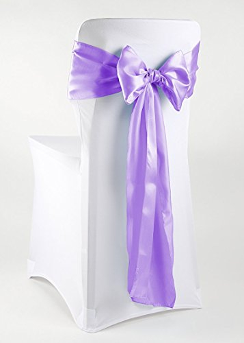event-kauf Satin Stuhlschleifen/Tischläufer Satinschleifen Stuhlhussen-Schleife glänzend (Freie Farbwahl) … (Flieder, 100)