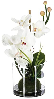 ATMOSPHERA CREATEUR D'INTERIEUR - Composizione di orchidee artificiali in vaso di vetro H37cm
