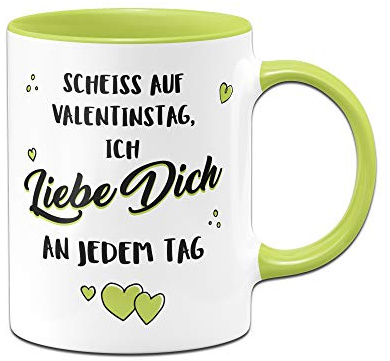 Tassenbrennerei Tasse Ich liebe Dich jeden Tag - Geschenk für Freundin zu Weihnachten, Geburtstag, Valentinstag und Jahrestag (Hellgrün)