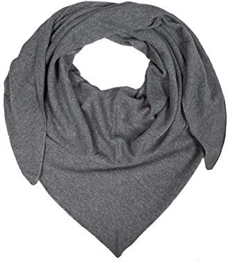 Zwillingsherz Dreieckstuch mit Kaschmir - Hochwertiger Schal im Uni Design für Damen - Halstuch und Damenschal - Strick-Waren für Sommer und Winter - 150cm x 120cm - d.grau
